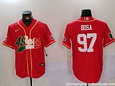 Men's San Francisco 49ers #97 Nick Bosa Red With Patch Cool Base Stitched Baseball Jersey,baseball caps,new era cap wholesale,wholesale hats